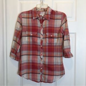 Aeropostale Plaid Button Down Shirt with 3/4 Sleeves. Size SP